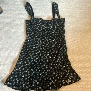 Black Mini Dress with Florals Size M